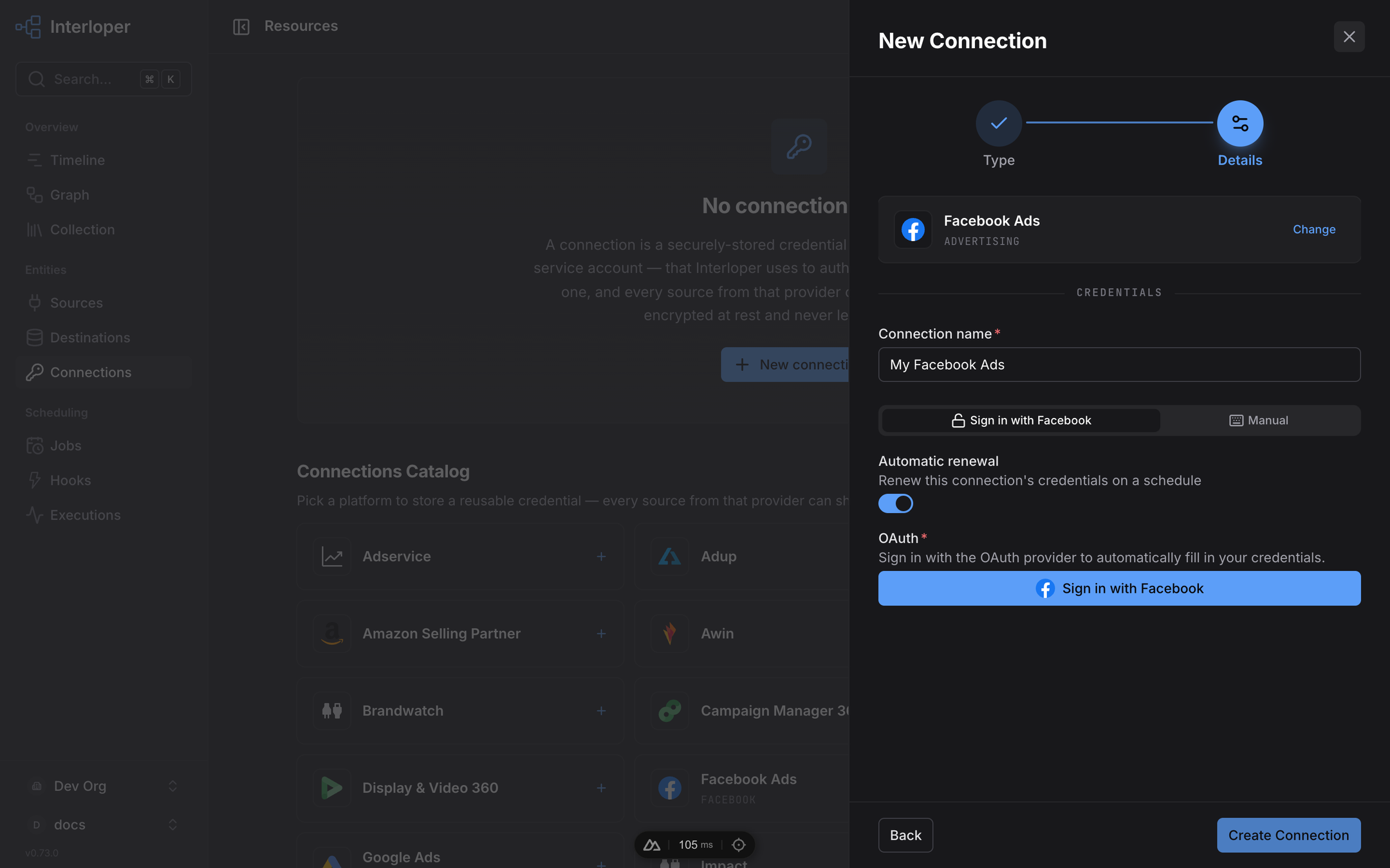 Connection form