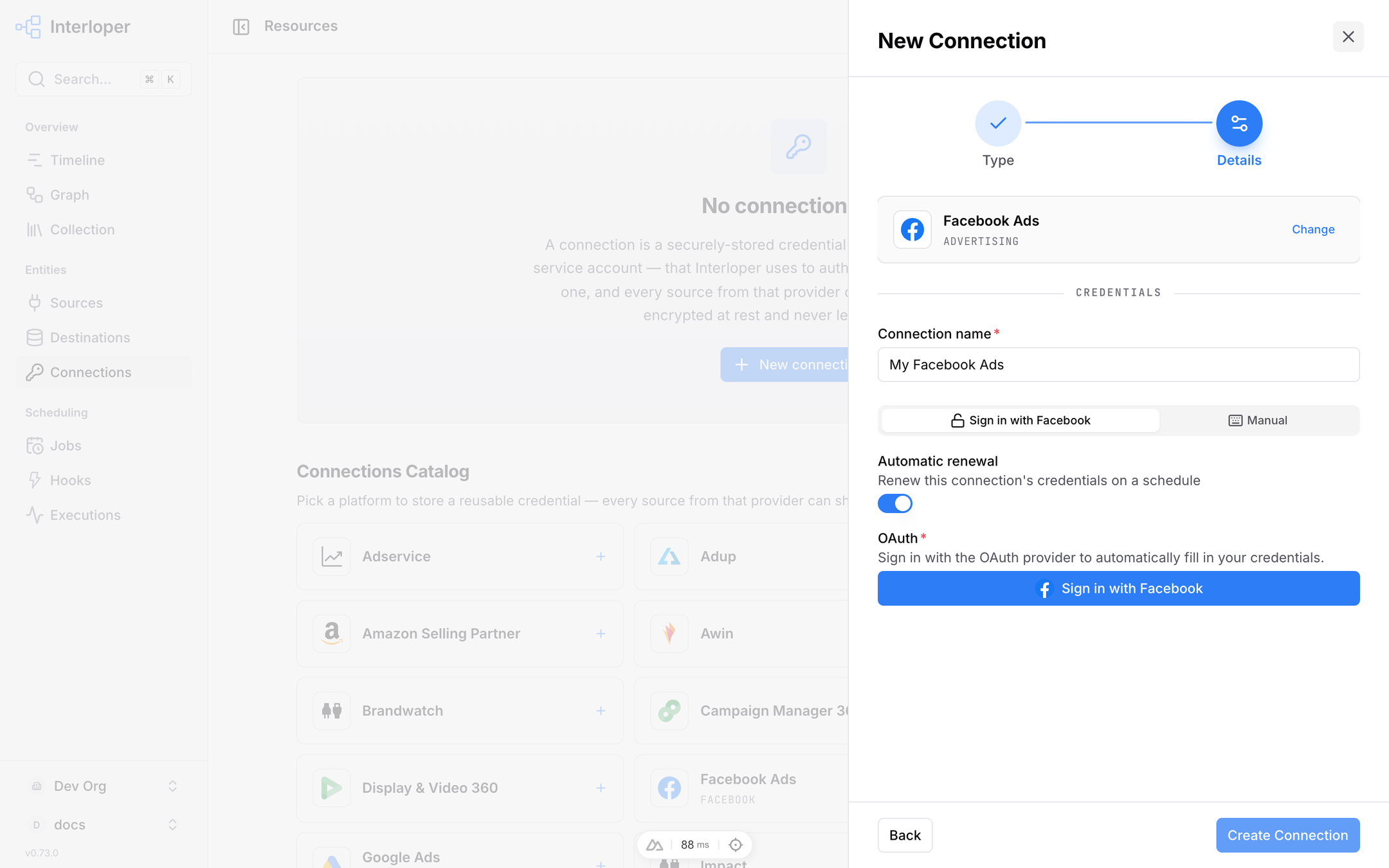 Connection form